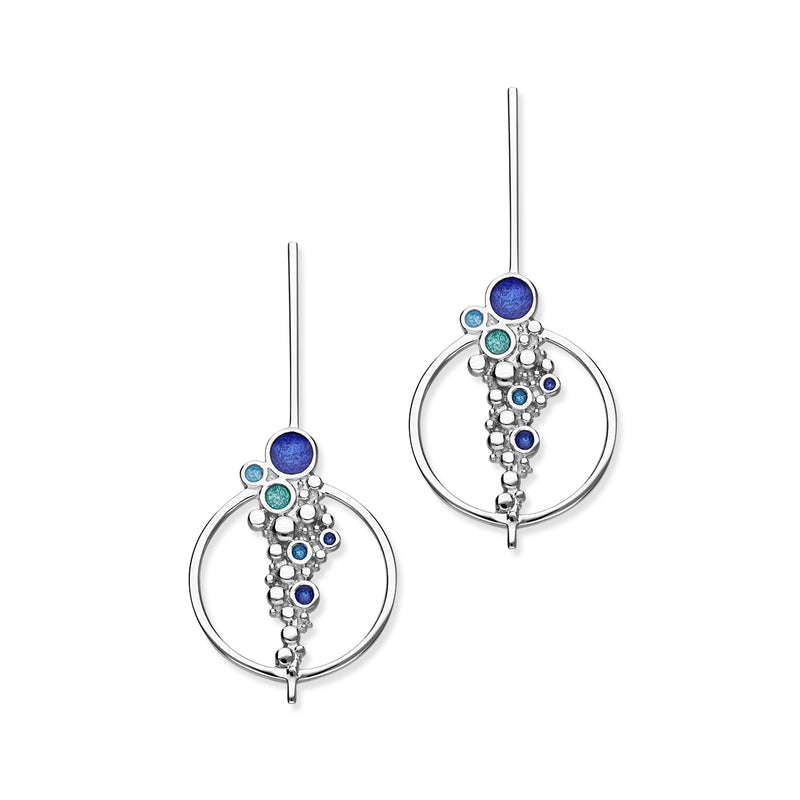 Dröfn Sterling Silver & Blue Enamel Stud Earrings, EE626