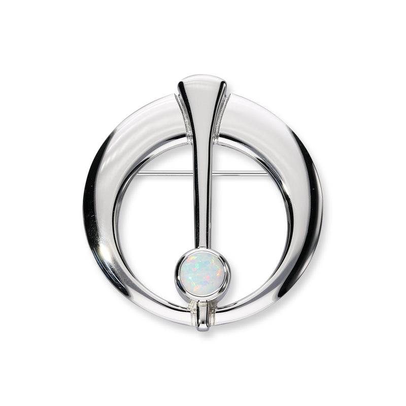 Harlequin Silver Brooch SB146 White Opal