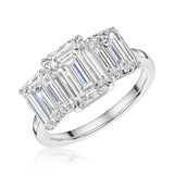 3 Stone Emerald Cut Lab Grown Diamond Ring UDR1004