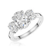 18kt White Gold Ring with 3 Oval Lab Diamonds - UDR1007