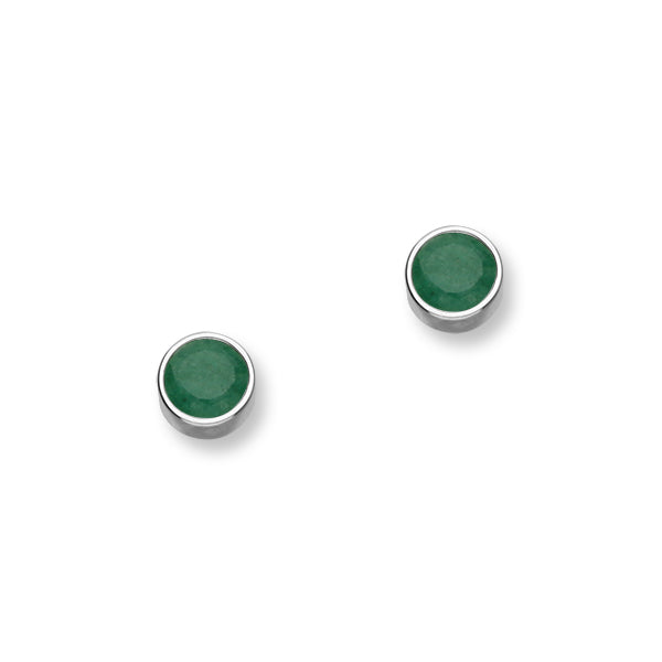 May Birthstone Silver Earrings CE356 Emerald