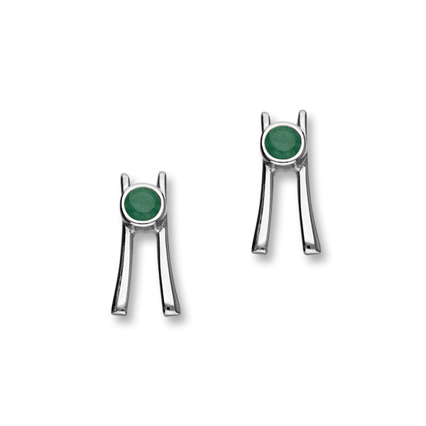 May Birthstone Silver Earrings CE406 Emerald