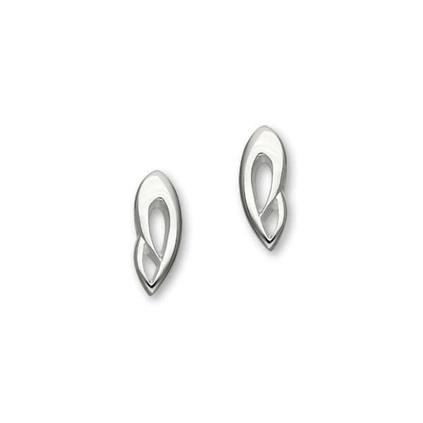 Trendy Twirls Sterling Silver Loop Stud Earrings, E1088