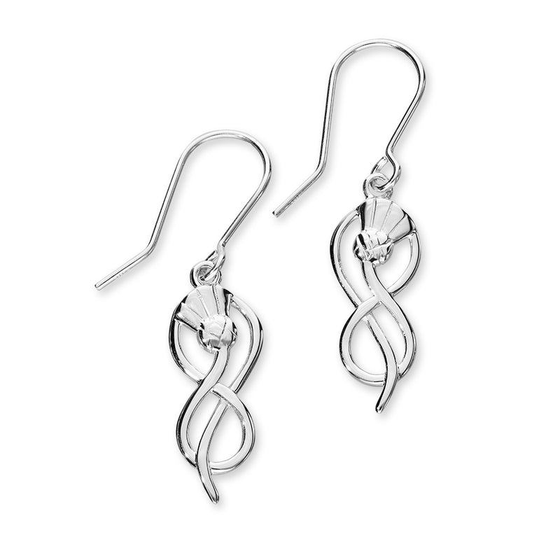 Scottish Thistle Sterling Silver Twist Drop Earrings, E1517