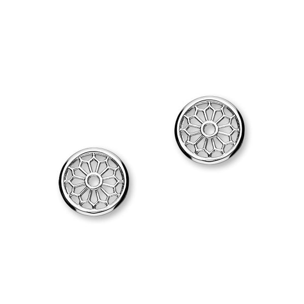 St Magnus Sterling Silver Cut-Out Round Stud Earrings, E1918