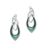 Archibald Knox Sterling Silver & Green Enamel Long Stud Earrings, EE26