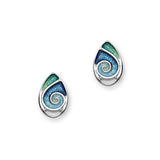 Tranquility Sterling Silver & Blue/Green Enamel Oval Stud Earrings, EE288