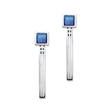 Frank Lloyd Sterling Silver & Blue Enamel Square Long Drop Earrings, EE51