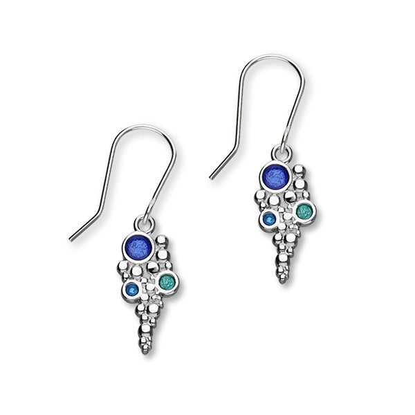 Dröfn Sterling Silver & Blue Enamel Drop Earrings, EE628