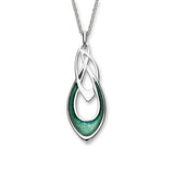 Archibald Knox Sterling Silver & Green Enamel Long Pendant, EP450