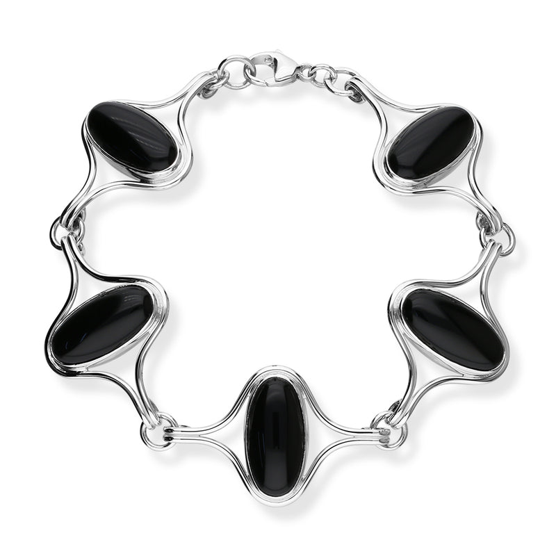 Retro Silver Bracelet with Black Onyx Stones SBL2