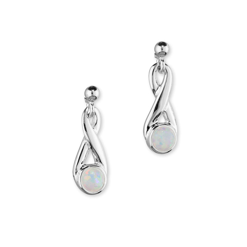 Simply Stylish Sterling Silver & White Opal Knot Drop Earrings, SE171