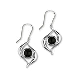 Retro Sterling Silver & Black Onyx Drop Earrings, SE293