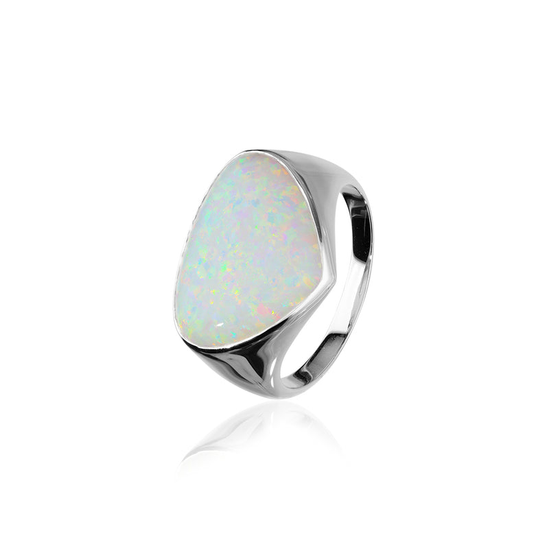 Sahara Sunset Silver Ring SR172 White Opal