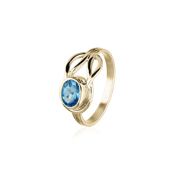 Celtic Silver Ring CR50 Blue Topaz