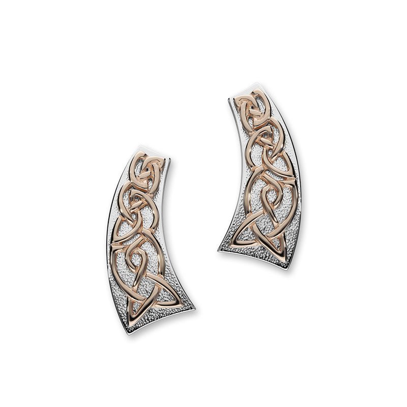 Cuillin Sterling Silver & 9ct Rose Gold Celtic Knot Stud Earrings, E1061