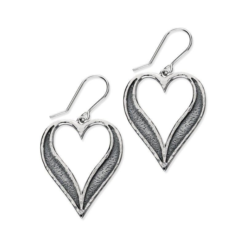 Astin Sterling Silver Drop Large Heart Earrings E2192