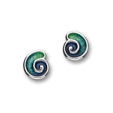 Tranquility Sterling Silver & Enamel Swirl Stud Earrings, EE291