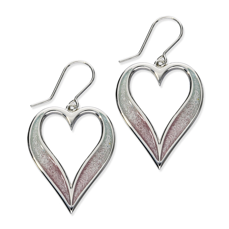 Astin Sterling Silver Drop Heart Earrings with Enamel EE630
