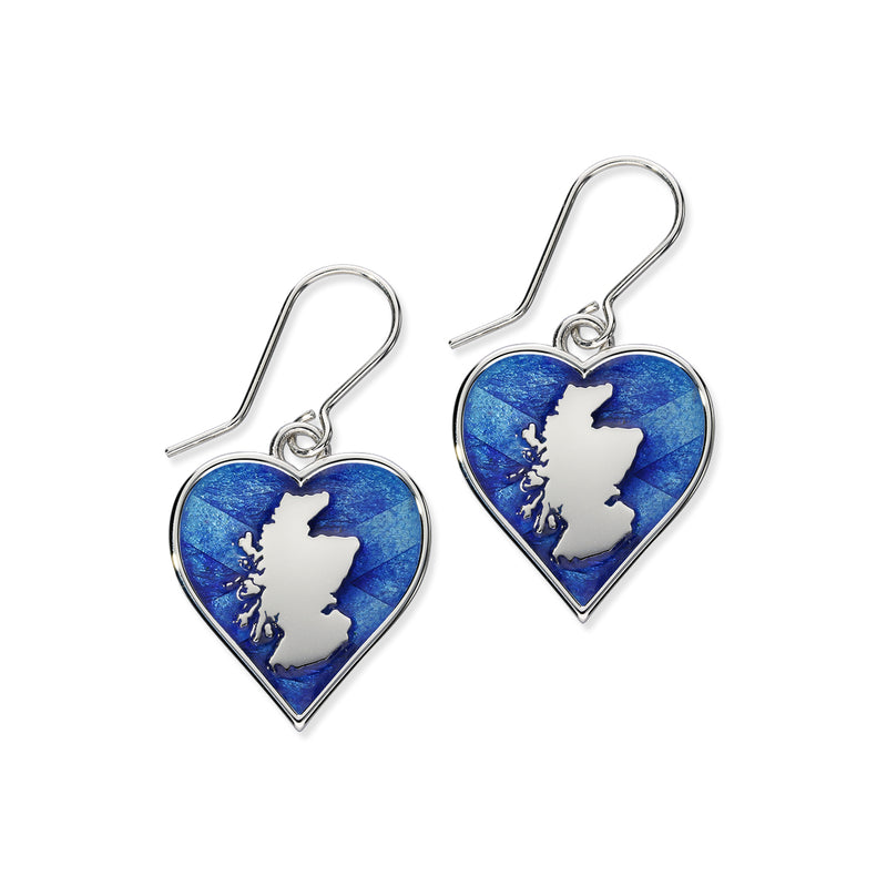 Scottish Heart Enamel Drop Earrings EE644