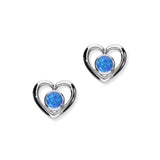 Harlequin Sterling Silver & Opal Heart Stud Earrings, SE357