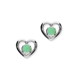 Harlequin Sterling Silver & Opal Heart Stud Earrings, SE357
