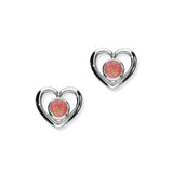 Harlequin Sterling Silver & Opal Heart Stud Earrings, SE357