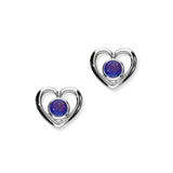 Harlequin Sterling Silver & Opal Heart Stud Earrings, SE357