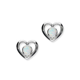 Harlequin Sterling Silver & Opal Heart Stud Earrings, SE357