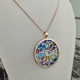 St Magnus Rose Window 9ct Rose Gold Glass Pendant