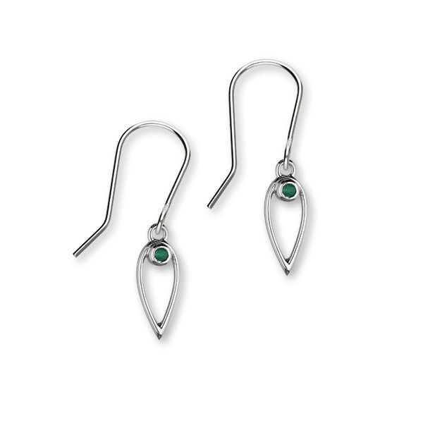 May Birthstone Silver Earrings CE357 Emerald