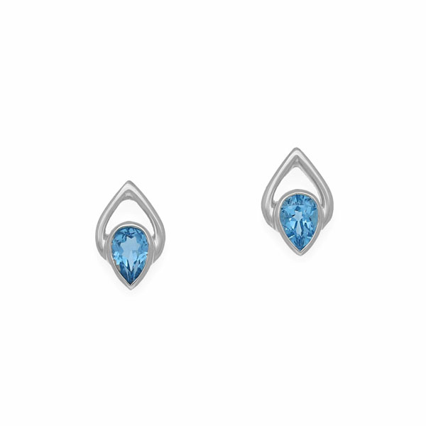 Flourish Sterling Silver & Blue Topaz Teardrop Stud Earrings, CE398