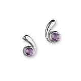 Retreat Sterling Silver & Amethyst Curl Stud Earrings, CE414