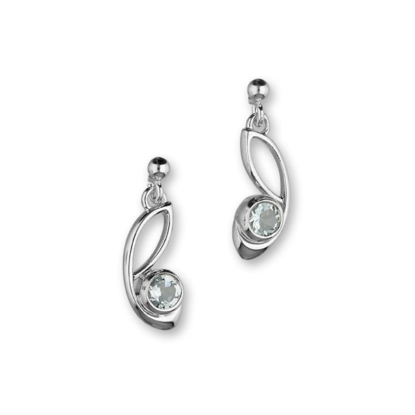 Retreat Sterling Silver & Aquamarine Leaf Drop Earrings, CE415
