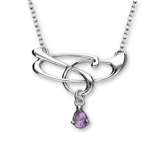 Celtic Sterling Silver Necklet with drop Amethyst Stone CN4