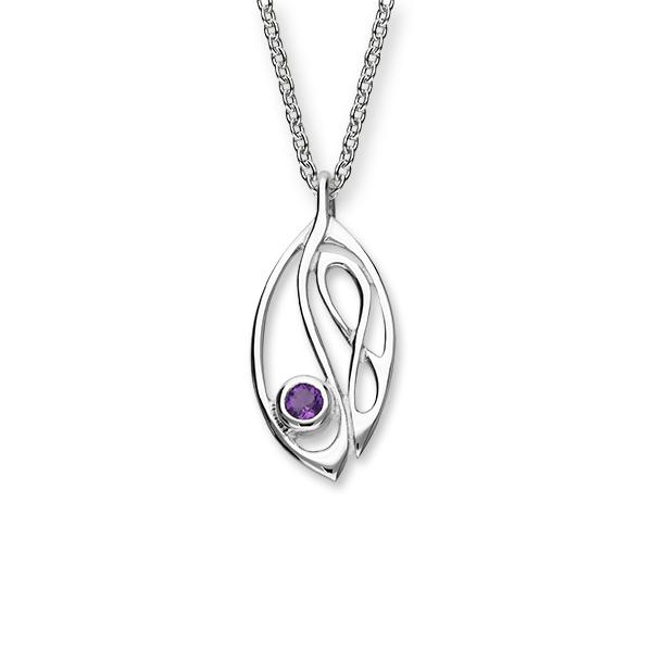 Celtic Sterling Silver Pendant with Amethyst Stone CP125