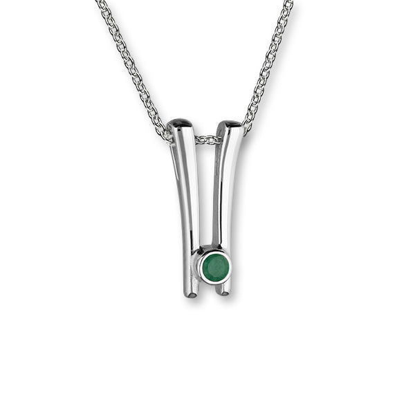 May Birthstone Silver Pendant CP333 Emerald