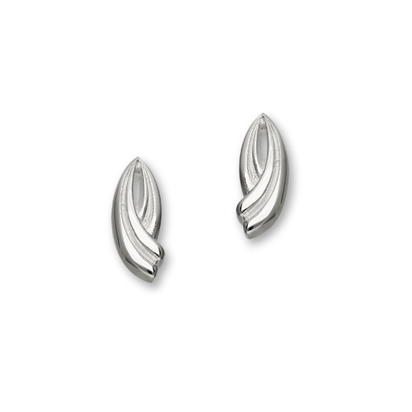 Trendy Twirls Sterling Silver Flowing Stud Earrings, E1089