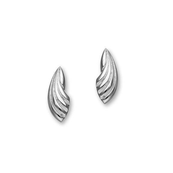 Trendy Twirls Sterling Silver Shell Stud Earrings, E1095