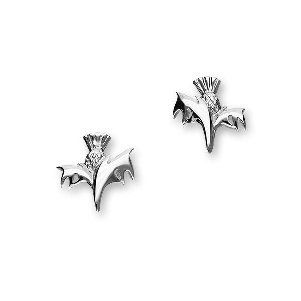 Scottish Thistle Stem Sterling Silver Stud Earrings, E1233