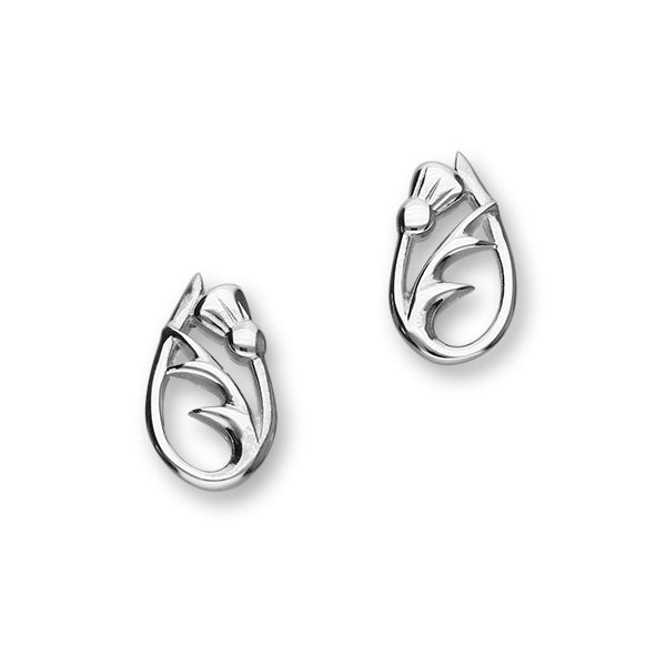 Scottish Thistle Sterling Silver Loop Stud Earrings, E1518