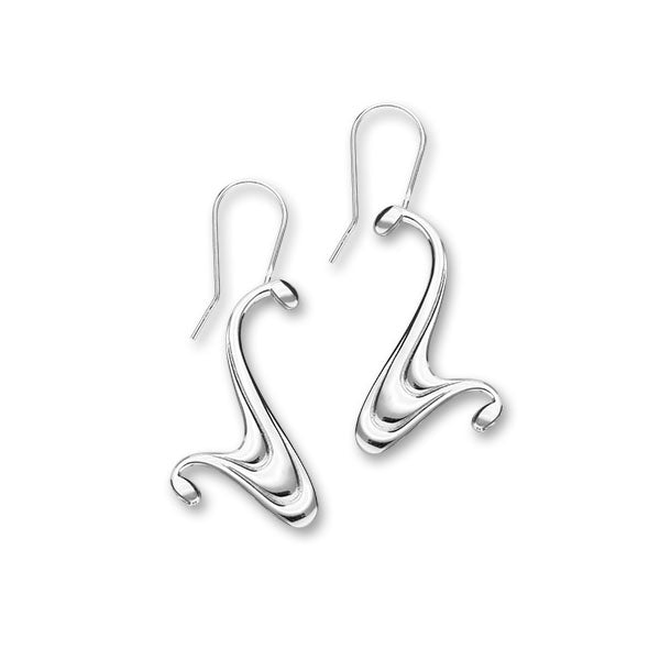 Simply Stylish Sterling Silver Wave Drop Earrings, E1778
