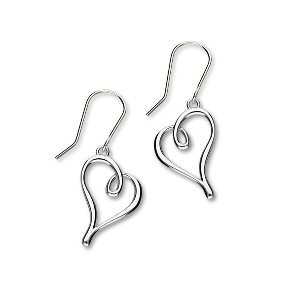 Hearts Sterling Silver Drop Earrings, E1884