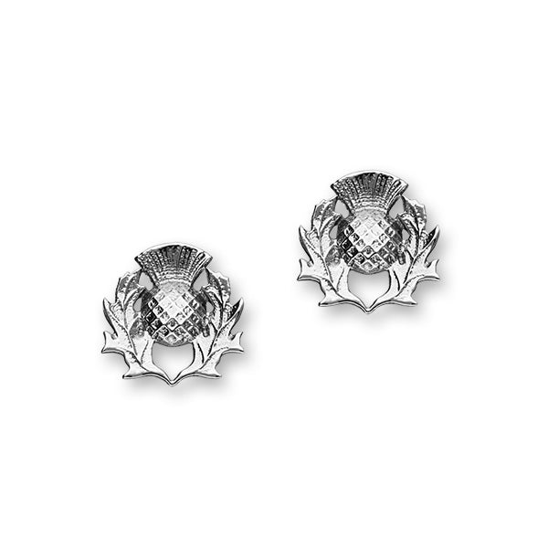 QNIS Sterling Silver Thistle Stud Earrings, E1906