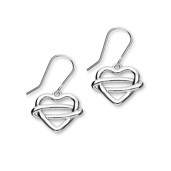 Celtic Sterling Silver Heart Drop Earrings, E1923