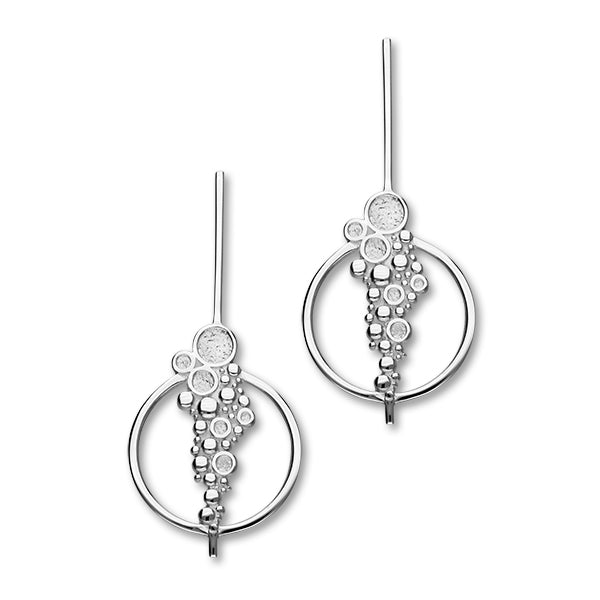 Dröfn Sterling Silver Hoop Drop Earrings, E1954