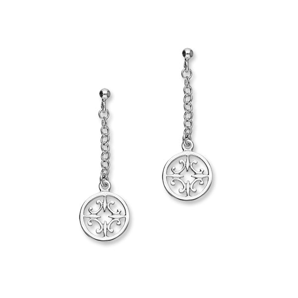 Orkney St Magnus Sterling Silver Round Chain Drop Earrings, E29