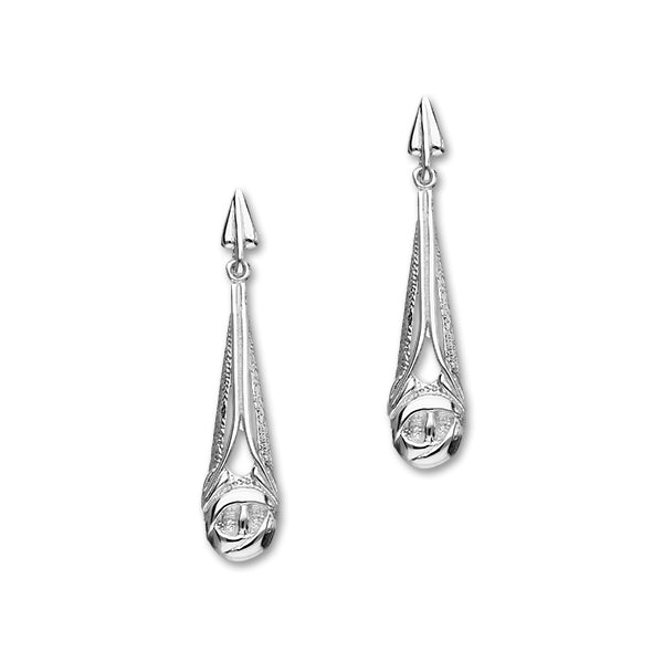 Charles Rennie Mackintosh Rose & Leaf Sterling Silver Long Drop Earrings, E516