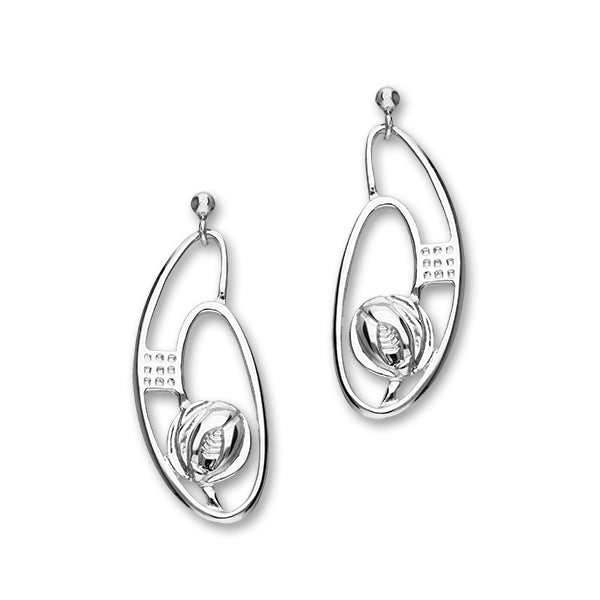 Charles Rennie Mackintosh Rose Sterling Silver Drop Earrings, E548