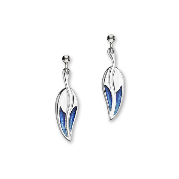 Meadow Sterling Silver & Blue Enamel Drop Earrings, EE174